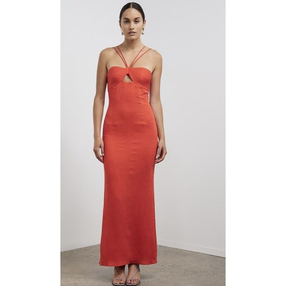 STAUD Dresses & Skirts - Staud Gianna Halter Cut Out Maxi Dress In Papaya, Size 0